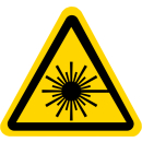 Gelbe Warnschilder für Warnhinweise vor Laserstrahlen