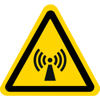 Gelbe Warnschilder für Warnhinweise vor elektromagnetischem Feld