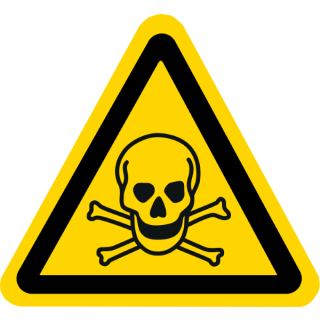 Gelbe Warnschilder für Warnhinweise vor giftigen Stoffen