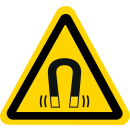 Gelbe Warnschilder für Warnhinweise vor magnetischem...
