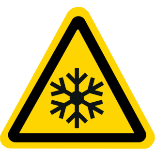 Gelbe Warnschilder für Warnhinweise vor Kälte