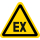Gelbe Warnschilder für Warnhinweise vor explosionsfähiger Atmosphäre