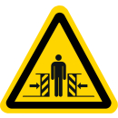 Gelbe Warnschilder für Warnhinweise vor Quetschgefahr