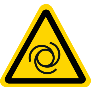 Gelbe Warnschilder für Warnhinweise vor automatischen Anläufen