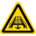 Gelbe Warnschilder für Warnhinweise vor Förderanlagen im Gleis