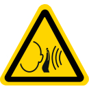 Gelbe Warnschilder für Warnhinweise vor Lärm...