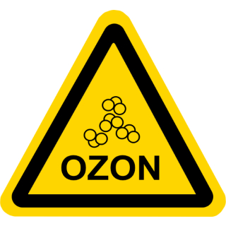 Gelbe Warnschilder für Warnhinweise vor Ozon - 25 mm Schenkellänge ca. 333 Stück/Rolle