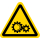 Gelbe Warnschilder für Warnhinweise vor rotierenden Maschinen