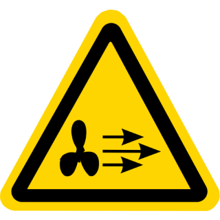 Warnschilder bestehend aus einer selbstklebenden Folie mit transparenter Schutzabdeckung Warnung vor starker Luftströmung