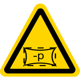 Gelbe Warnschilder für Warnhinweise vor Unterdruck