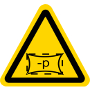 Gelbe Warnschilder für Warnhinweise vor Unterdruck