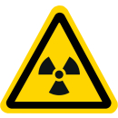 Gelbe Warnschilder radioaktive und ionisierende Strahlung