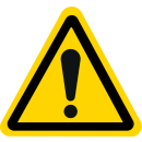 Gelbe Warnschilder für Warnhinweise vor einer Gefahrenstelle 50 mm Schenkellänge ca. 181 Stück/Rolle