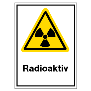 Warnschild Radioaktiv aus selbsklebend hochwertige Folie mit transparentem Schutzlaminat 110 x 155 mm