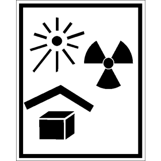 Weiße Verpackungsetiketten Vor Hitze und radioaktiven Quellen schützen in Rollenware zu je 1.000 Stück auf Rolle erhätlich