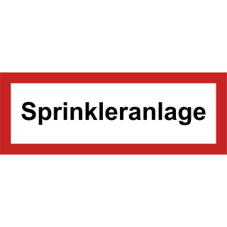Selbstklebende Hinweisschilder für Brandschutzkennzeichnungen mit dem Text Sprinkleranlage