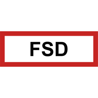 Selbstklebende Hinweisschilder für Brandschutzkennzeichnungen mit dem Text FSD
