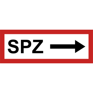 Selbstklebende Hinweisschilder für Brandschutzkennzeichnungen mit dem Text SPZ Pfeil rechts