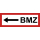 Selbstklebende Hinweisschilder für Brandschutzkennzeichnungen mit dem Text BMZ Pfeil links