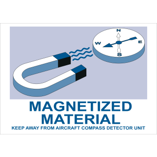 Selbstklebende Abfertigungskennzeichen Magnetized Material - Keep away from aircraft compass detector unit zu 500 Stück/Rolle