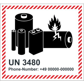 Verpackungsetiketten zum Kennzeichnen von Lithium-Ionenbatterien UN 3480  110 x 120 mm