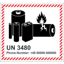 Papieretiketten zum Kennzeichnen von Lithium-Ionenbatterien UN 3480  110 x 120 mm