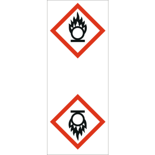 Rohrkennzeichnungsband  gemäß GHS-Verordnung in 33 m Rollen brandfördernd aus einer selbstklebenden PE-Folie mit transparenter Schutzabdeckung