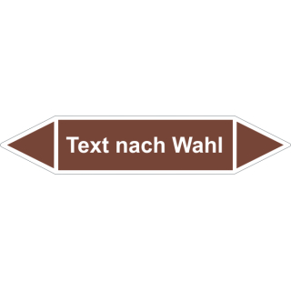 Rohrmarkierer nach DIN 2403 Ausführung B - 37 x 205 mm Text nach Wunsch in verschiedenen Farben Grund braun - Text weiß