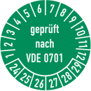 Prüfplaketten geprüft nach VDE 0701...
