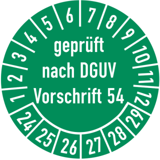 Prüfplaketten geprüft nach DGUV Vorschrift 54 selbstklebend auf 10 Meter Rolle