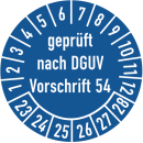 Prüfplaketten geprüft nach DGUV Vorschrift 54...