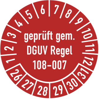 Grundetikett Prüfung Nach BetrSichV §3 (6) & DGUV Info 27-29 – Folie 50x220 Mm, Lila, Jahresfarben