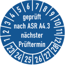 Prüfplaketten geprüft nach ASR A4.3...
