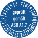 Prüfplaketten geprüft gemäß ASR A1.7...