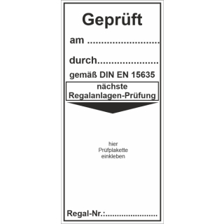 Grundetiketten "Geprüft-Nächste Regalprüfung" ca. 42 x 92 mm ca. 110 Stück / Rolle - Hochwertige Folie mit Schutzlaminat