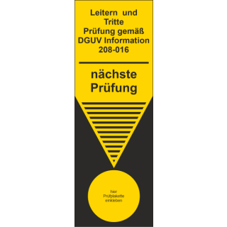 Grundetiketten "Leitern und Tritte Prüfung gemäß DGUV Information 208-016 - nächste Prüfung" ca. 42 x 92 mm ca. 110 Stück / Rolle