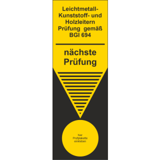 Grundetiketten "Leichtmall- Kunststoff- und Holzleitern Prüfung gemäß BGI 964 - nächste Prüfung" ca. 42 x 92 mm ca. 110 Stück / Rolle