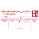 Nachweisetiketten "Instandhaltungsnachweis für Feuerlöscher mit individuellen Firmenlogo" ca. 50 x 100 mm ca. 100 Stück / Rolle