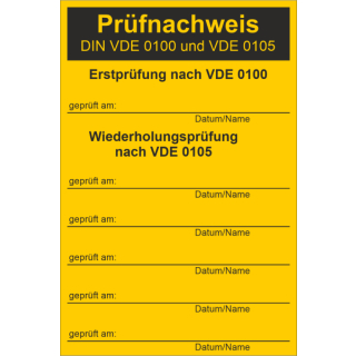 Nachweisetiketten "Prüfnachweis DIN VDE 0100 und VDE 0105" ca. 80 x 120 mm ca. 100 Stück / Rolle