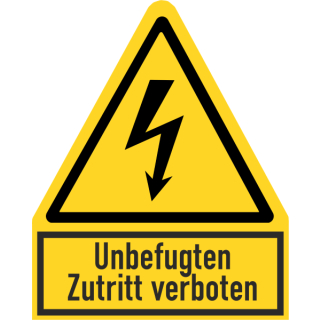 Selbstklebendes Warnkombischild für Elektrokennzeichnung Unbefugten Zutritt verboten