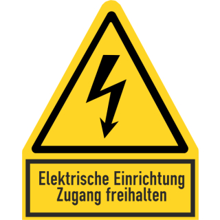 Selbstklebendes Warnkombischild für Elektrokennzeichnung "Elektrische Einrichtung Zugang freihalten"