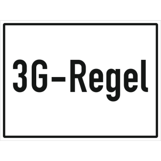 Selbstklebendes Folienschild zur Kennzeichnung des Infektionsschutzes "3G-Regel"