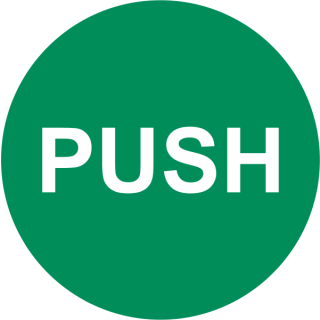 Hinweisschild zur Kennzeichnung von Glastüren "Push" bestehend aus einer hochwertig selbstklebenden Folie mit transparenten Schutzlaminat