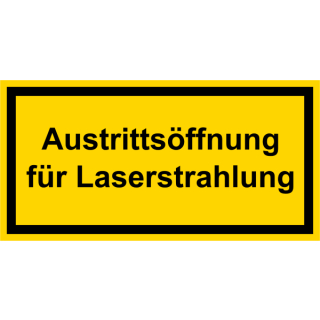 Gelbe Hinweisschilder für die Laserkennzeichung Austrittsstrahlung für Laserstrahlung - selbstklebend hochwertiges Folienschild
