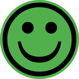 Runde Qualitätsetiketten zur Materialprüfung - grüner Smiley