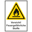 Kombi-Warnschild Feuergefährliche Stoffe -...