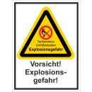 Warnkombischild Explosionsgefahr bei Arbeiten am Tank -...