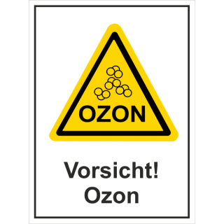 Kombi-Warnschild Ozon - selbstklebende Folie mit transparentem Schutzlaminat