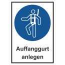 Gebotskombischild Auffanggurt anlegen - selbstklebende...