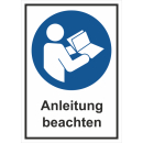 Gebotskombischild Anleitung beachten - selbstklebende...